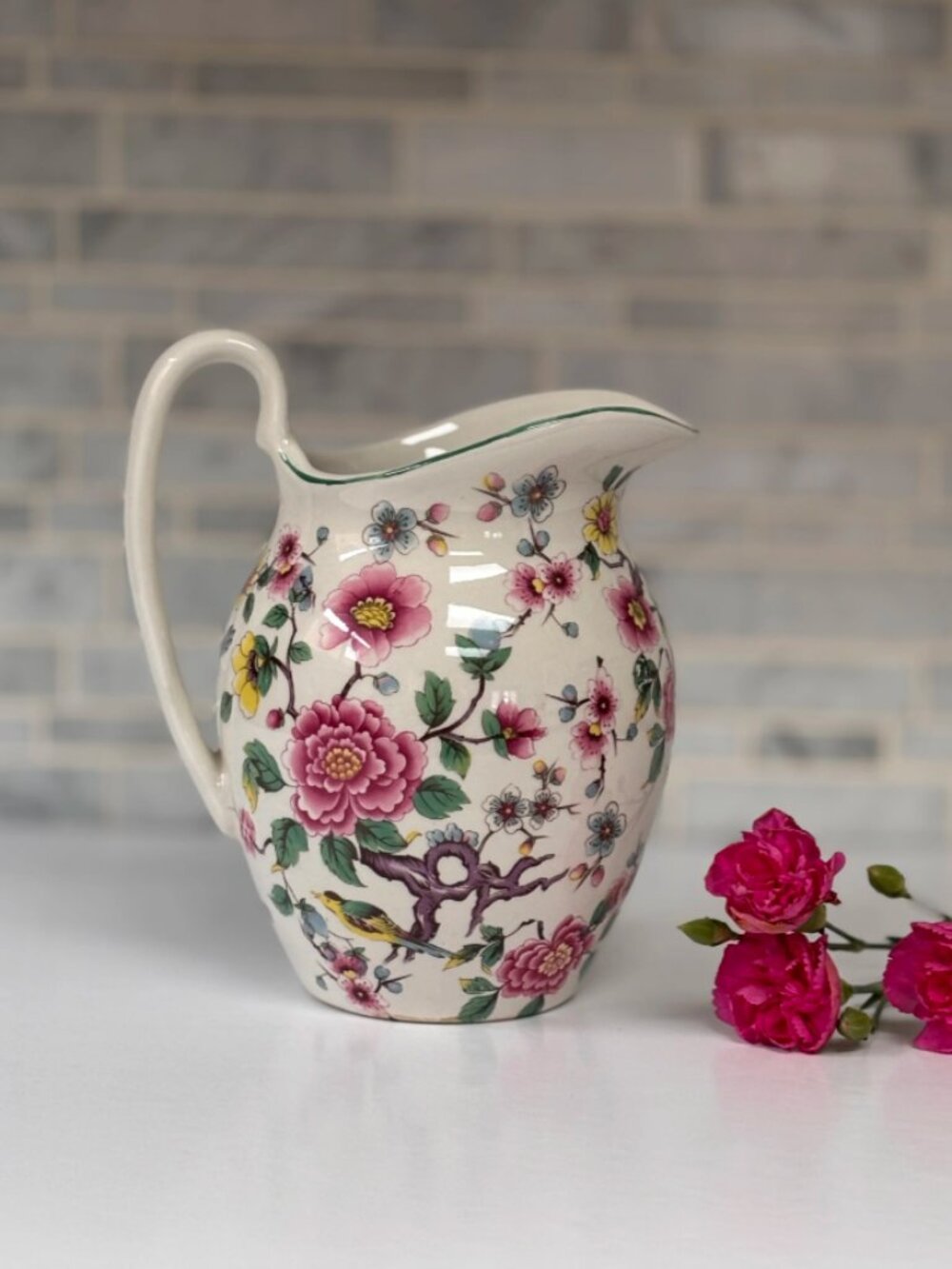 Vintage English Old Foley James Kent Chinese Rose Pitcher